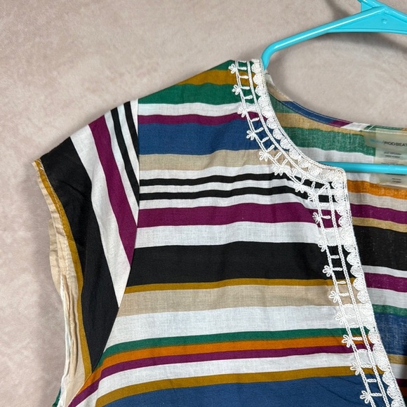 Bleu Rod Beattie Swimsuit Cover up Dress Striped Tiered Fringe Hem Embroidered S - Picture 3 of 11